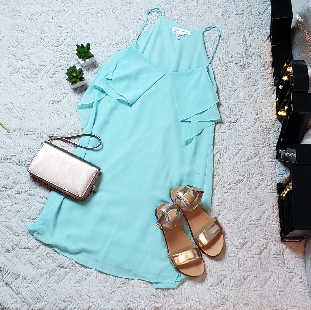 BCBGeneration Aqua Blue Hi Lo Slip Dress SZ M GUC - Picture 2 of 7